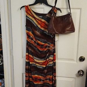 Classy Dress + Genuine Leather Handbag 👜